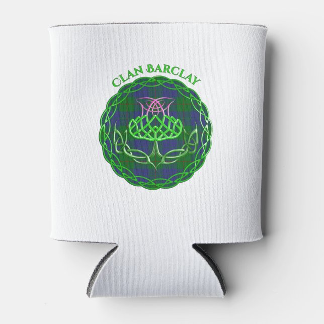 Barclay Scottish Tartan Celtic Thistle Can Cooler (Front)
