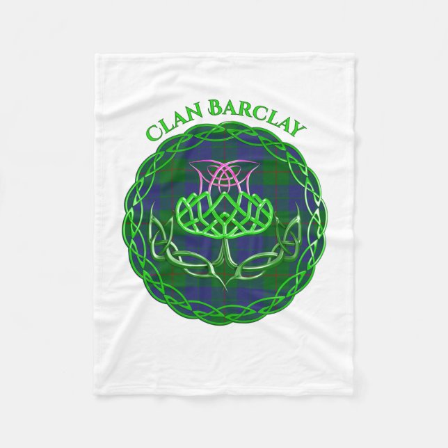 Barclay Scottish Tartan Celtic Thistle Fleece Blanket (Front)