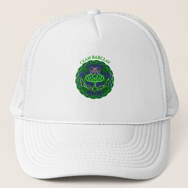 Barclay Scottish Tartan Celtic Thistle Trucker Hat (Front)