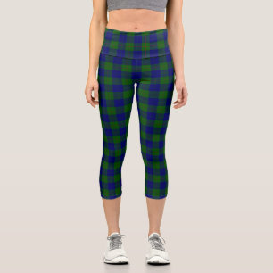 Barclay tartan blue green plaid capri leggings