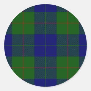 Barclay tartan blue green plaid classic round sticker