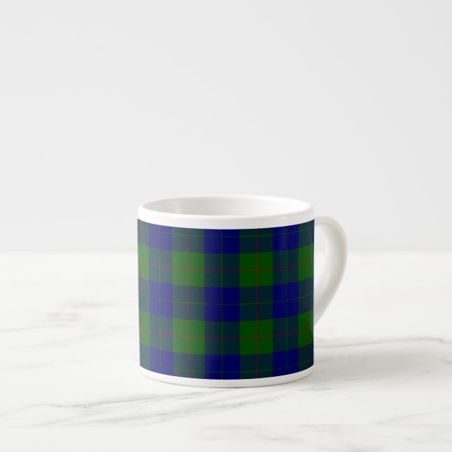 Barclay tartan blue green plaid espresso cup (Front Right)