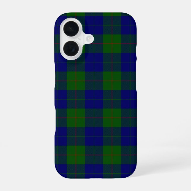 Barclay tartan blue green plaid iPhone 16 case (Back)