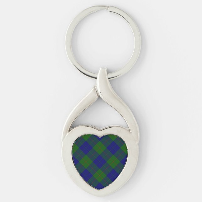 Barclay tartan blue green plaid key ring (Front)