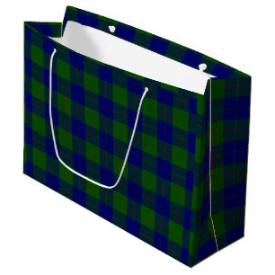 Barclay tartan blue green plaid large gift bag