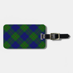 Barclay tartan blue green plaid luggage tag