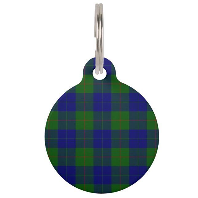 Barclay tartan blue green plaid pet tag (Front)