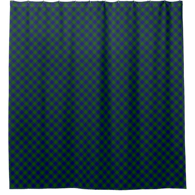Barclay tartan blue green plaid shower curtain (Front)