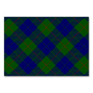 Barclay tartan blue green plaid table number