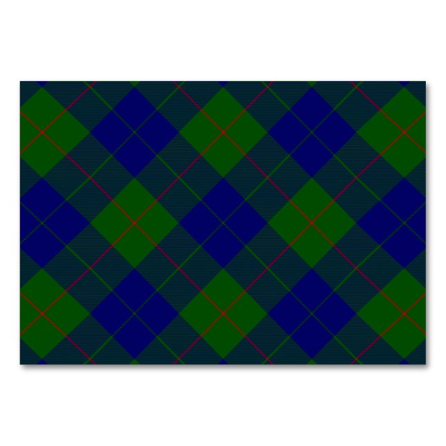 Barclay tartan blue green plaid table number (Front)