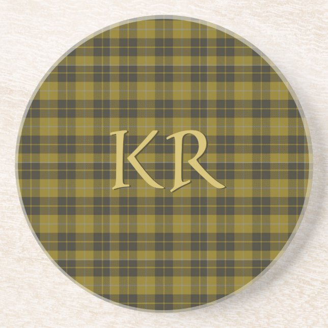 Barclay Tartan with your initials, Scottish Plaid Coaster (Front)