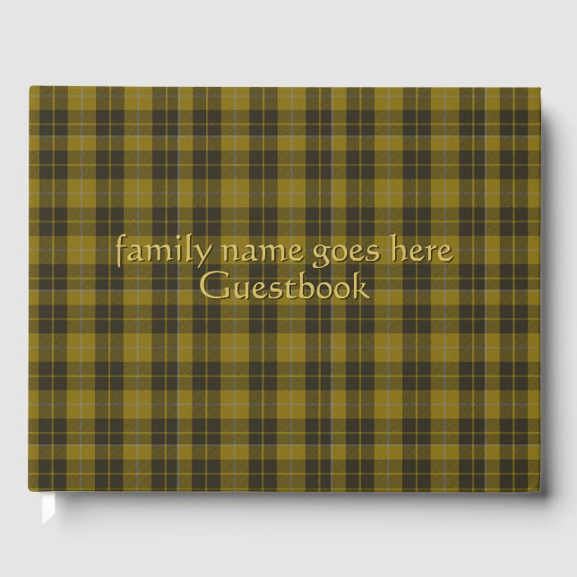 Barclay Tartan with your initials, Scottish Plaid Guest Book (Front)