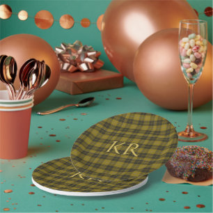 Barclay Tartan with your initials, Scottish Plaid Paper Plate