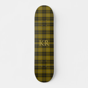 Barclay Tartan with your initials, Scottish Plaid Skateboard