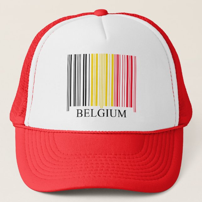 Barcode Belgium Flag Trucker Hat (Front)