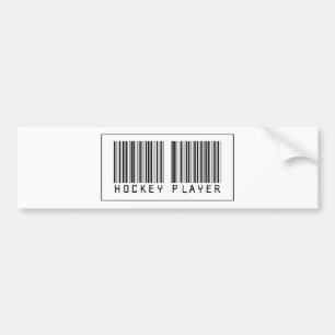 Barcode Hockey Player Bumper Sticker