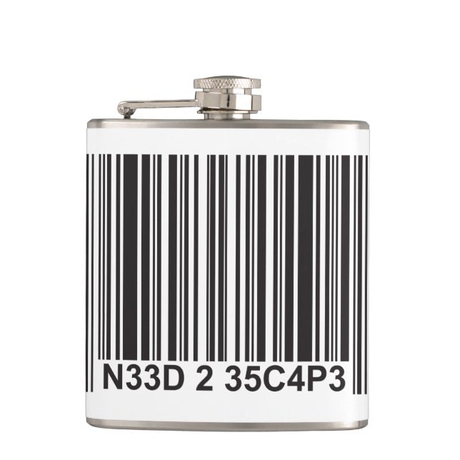 Barcode Leetspeak - Need to Escape Hip Flask (Front)
