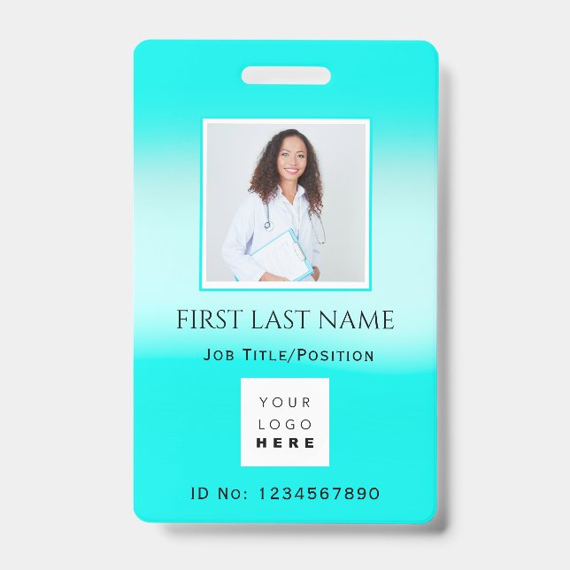 Barcode Photo IDNumber Health Therapy Nurse Doctor ID Badge (Front)
