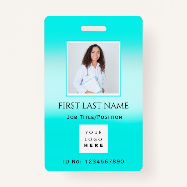 Barcode Photo IDNumber Health Therapy Nurse Doctor ID Badge (Front)
