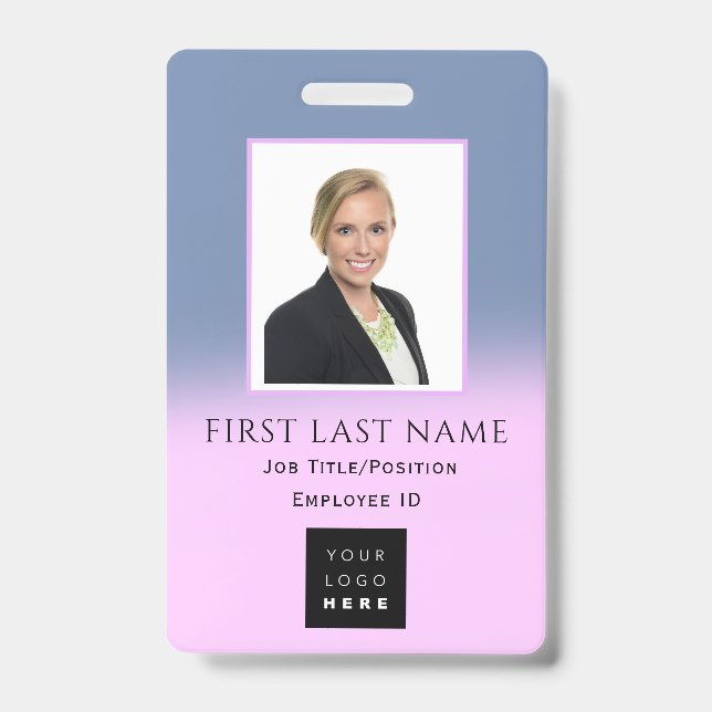 Barcode Photo Name ID Card NURSE Care Purple Pink Badge (Front)