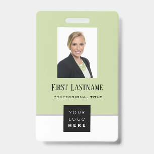Barcode Photo Name ID Card Vertical Grey Mint Badge