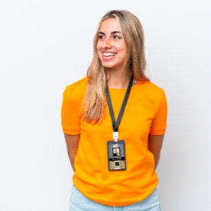 Barcode Photo Name ID Card Vertical Metallic ID Badge