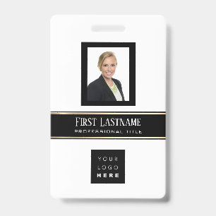 Barcode Photo Name ID Card Vertical Modern Badge