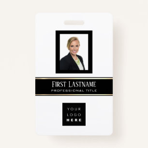 Barcode Photo Name ID Card Vertical Modern ID Badge