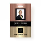 Barcode Photo Name ID Card Vertical Rose Stripes