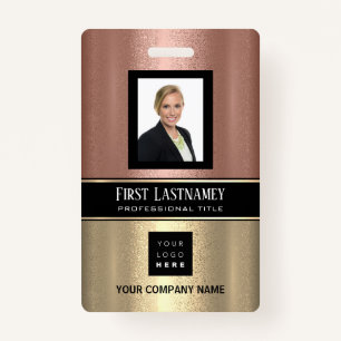 Barcode Photo Name ID Card Vertical Rose Stripes ID Badge