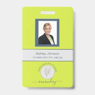 Barcode Photo Name ID Card Vertical Yellow Badge
