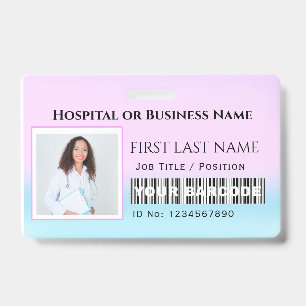 Barcode Photo Nurse Doctor Health Care Horisontal ID Badge