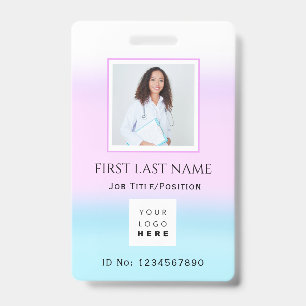 Barcode Photo Nurse Doctor Health Care ID Pink Badge