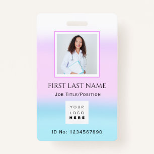 Barcode Photo Nurse Doctor Health Care ID Pink ID Badge