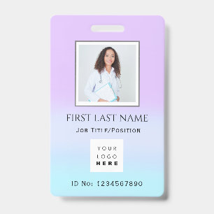 Barcode Photo Therapist  Nurse DoctorHealth Purple ID Badge