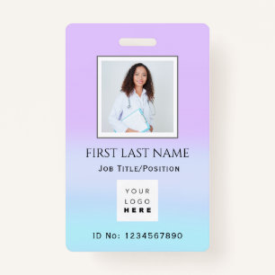 Barcode Photo Therapist Nurse DoctorHealth Purple ID Badge