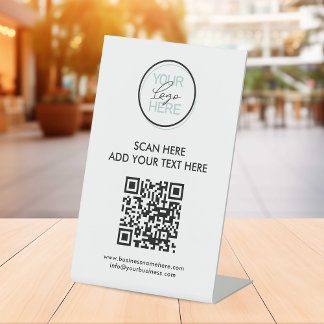 Barcode QR Code Business Logo Pedestal Sign