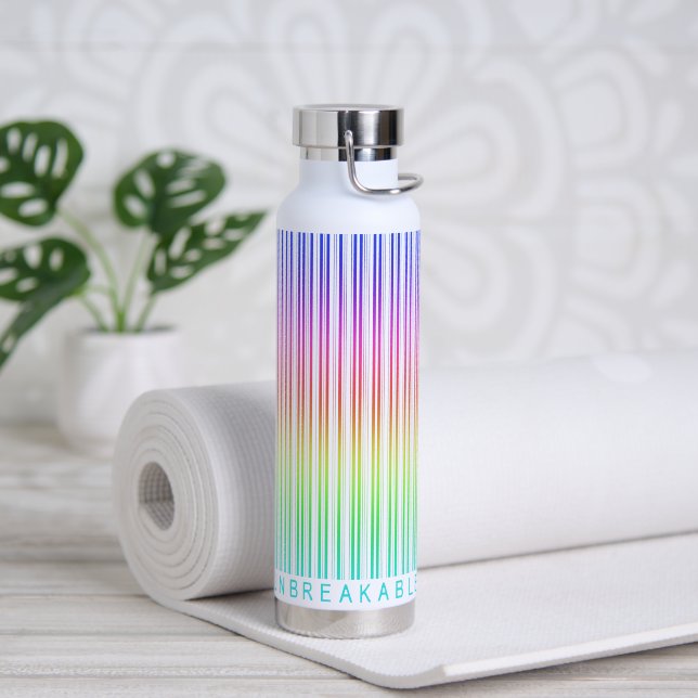 Barcode "UNBREAKABLE" Rainbow Colours Water Bottle (Yoga (Rotated))