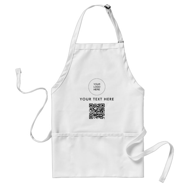 Barcode Upload Business Logo Text QR Code Template Standard Apron (Front)