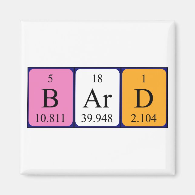 Bard periodic table name magnet (Front)