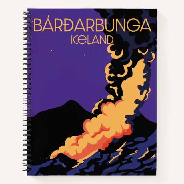 Bárðarbunga, iceland travel poster. notebook (Front)