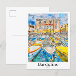 Bardolino Italy Travel Watercolor Hand Drawn Postcard