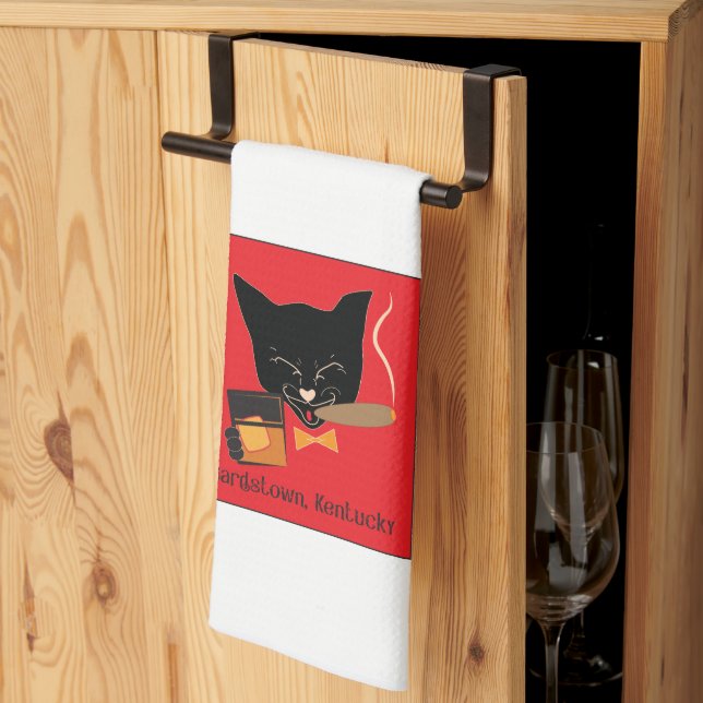 Bardstown, KY Bourbon Cat with Cigar - Bar towel (Thirds Fold)