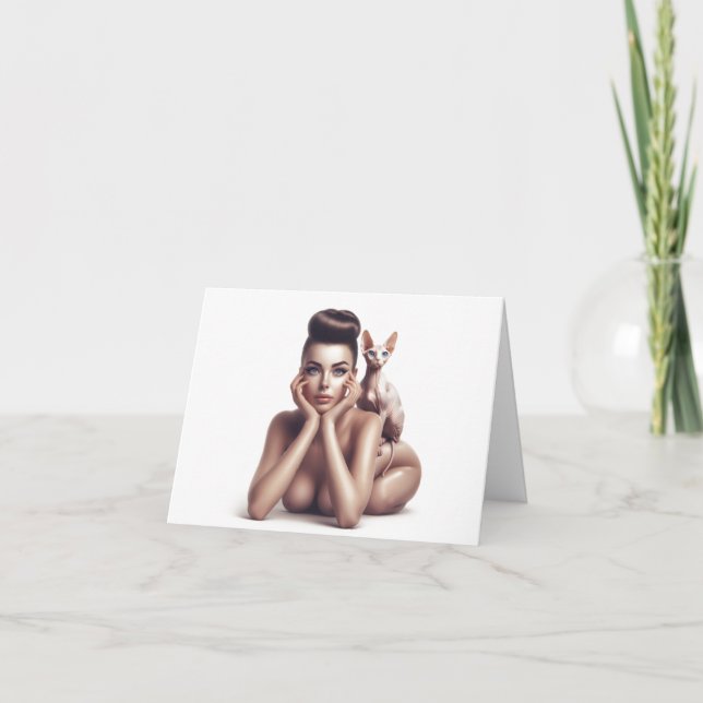 Bare Assets Sphynx Adult Greeting card (Front)