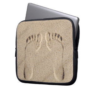 Bare Feet Footprints In Sand Laptop Sleeve
