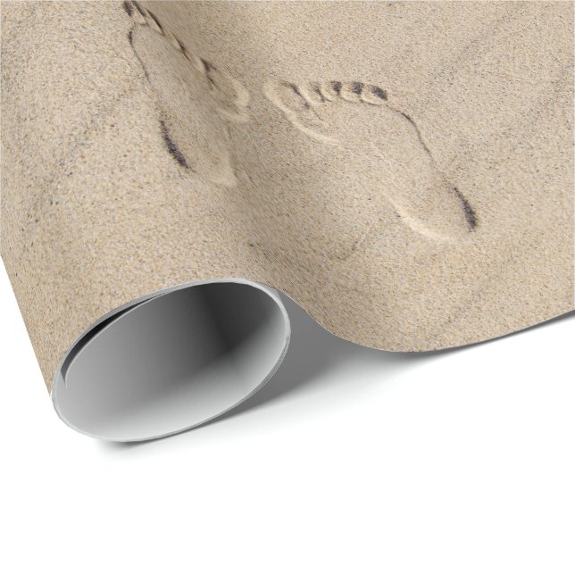 Bare Feet Footprints In Sand  Wrapping Paper (Roll Corner)