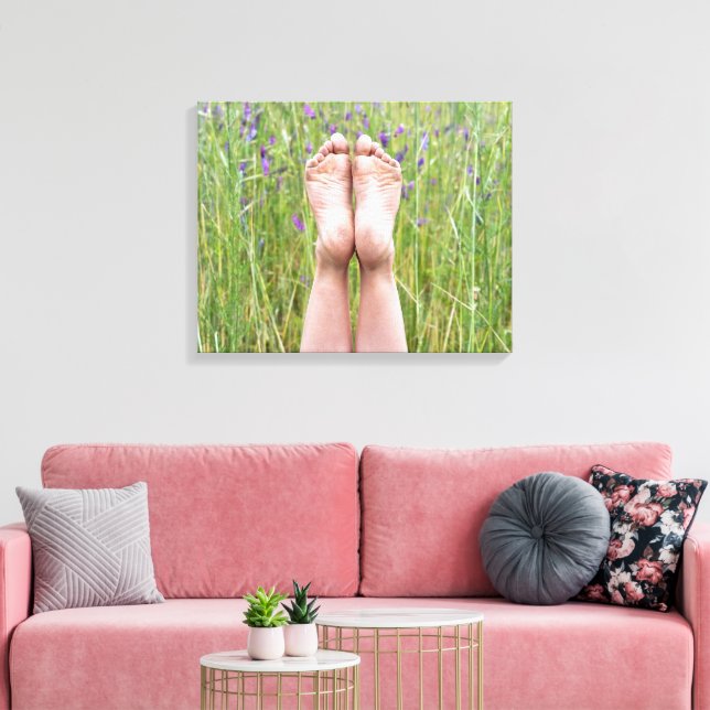 bare feet in meadow wildflowers canvas print (Insitu(LivingRoom))