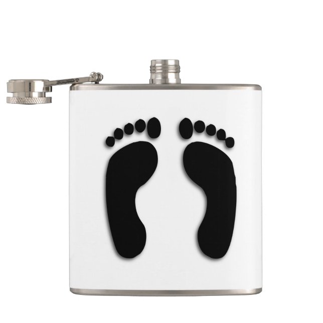 Bare Feet Prints Hip Flask (Opened)