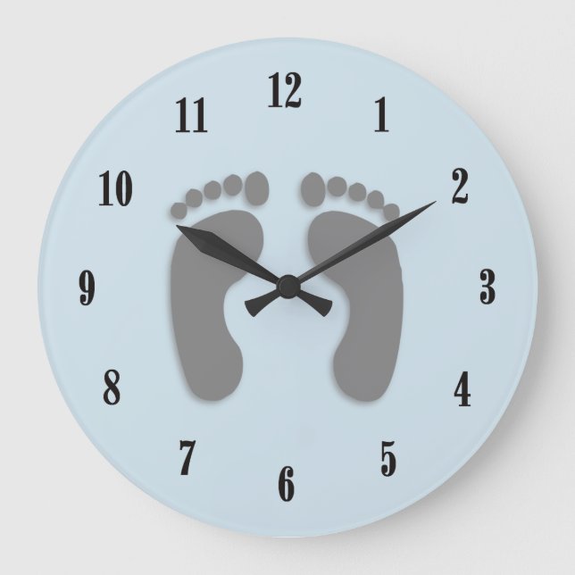 Bare Feet Prints Large Clock (Front)