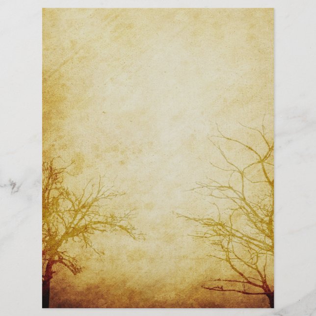 Bare Tree Branches Teasing Aged Paper Scrapbook (Front)